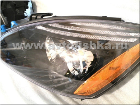 Mitsubishi Lancer 9 (03-07) передние фары линзовые черные, комплект 2 шт.