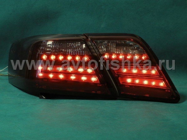 Toyota Camry V40 (2006-2011) фонари задние светодиодные темные красно-тонированные, дизайн Lexus, комплект лев.+прав.