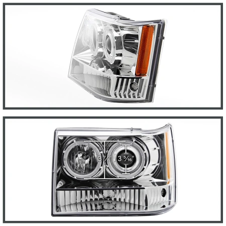 Jeep Grand Cherokee (93-98) передние фары хром тюнинг с светящими ободками (ангельские глазки)