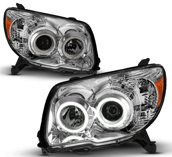 Toyota 4Runner (2006-2009) передние фары хромированные с ангельскими глазками