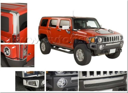 Hummer H3 (05-) накладки хромированные, внешние, комплект 5 наименований.