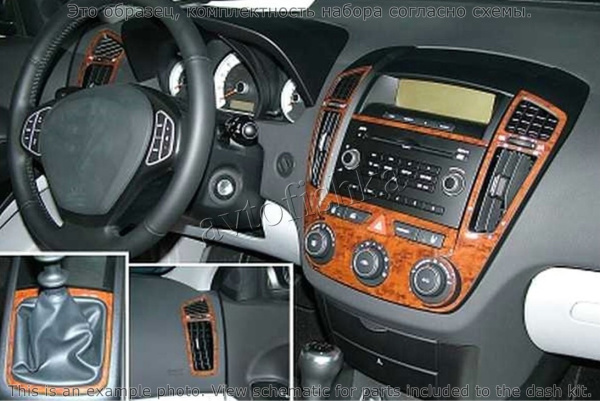 Kia Cee'd 2006-2012 декоративные накладки (отделка салона) под дерево, карбон, алюминий