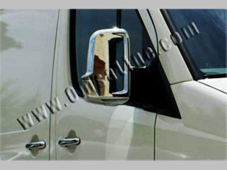 Mersedes Sprinter W906 (2006-) хромированные накладки из нержавеющей стали на корпуса боковых зеркал, 2 штуки