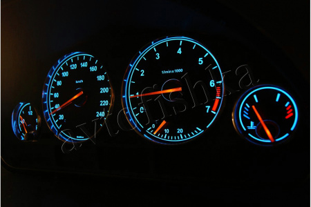BMW E39 светодиодные шкалы (циферблаты) на панель приборов - дизайн 1