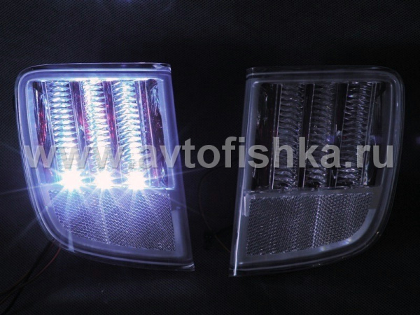 Toyota Land Cruiser 200 (08-) фонари заднего бампера светодиодные хромированные, комплект 2 шт.