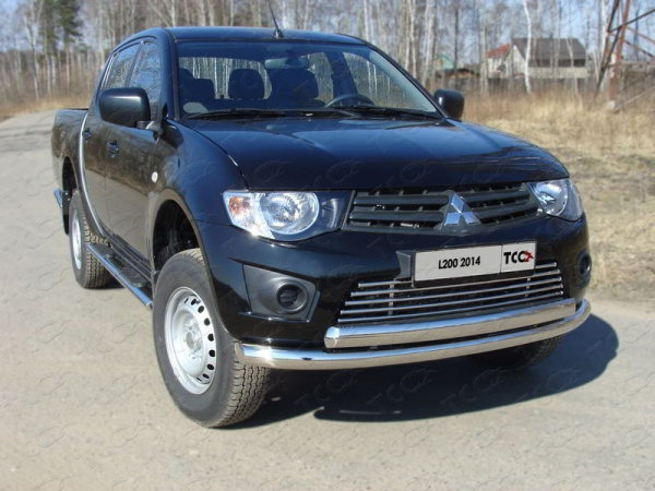 Mitsubishi L200 (14–) Защита передняя нижняя (двойная) 76,1/75 мм