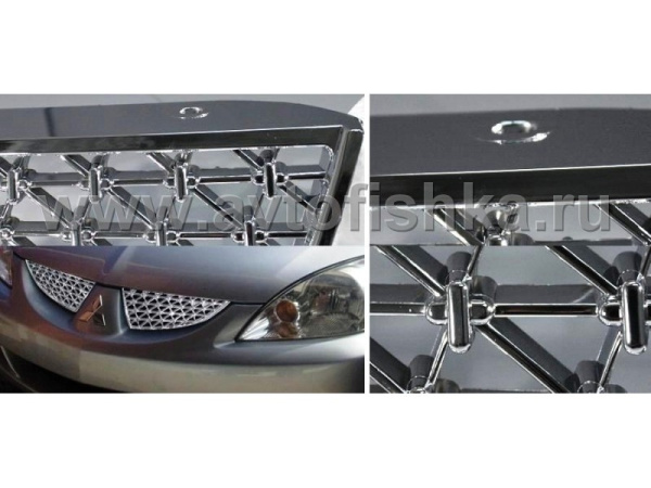 Mitsubishi Lancer 9 (03-05) решетка радиатора хромированная, дизайн сетка