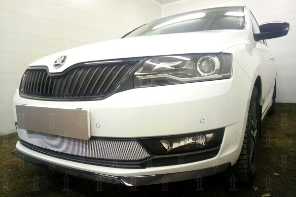 Skoda Rapid (14–) Защита радиатора, хром (2 части)