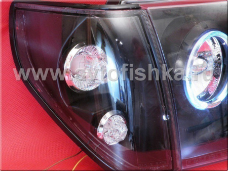 Toyota Land Cruiser Prado 90 (FJ90) (96-02) фары передние черные, со светящимися ободками, комплект 2 шт.