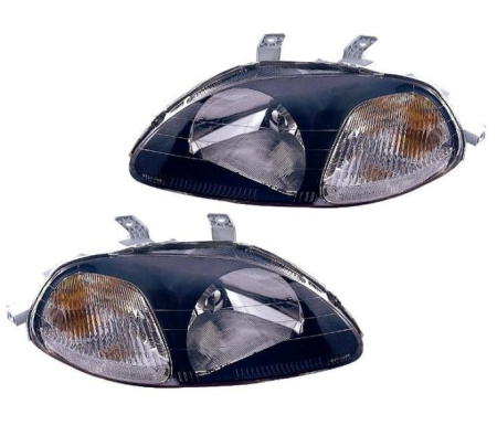 Honda Civic (96-98) 2, 3, 4 дв. фары передние черно-хромированные, комплект 2 шт.