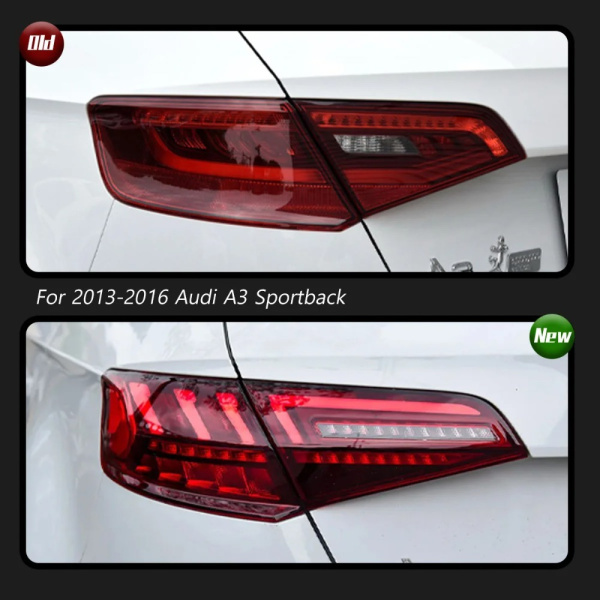 Задние светодиодные фонари для Audi A3 8V (2013–2020), красные линзы — общий вид
