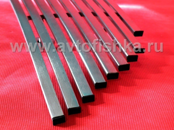 Mitsubishi Outlander XL 06- накладка на решетку переднего бампера из профильной трубы нержавеющей стали 10 x 6 мм