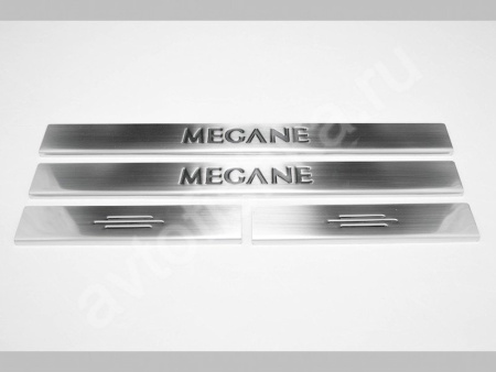 Renault Megane 2 (2004-) накладки на пороги из нержавеющей стали, 4 шт.