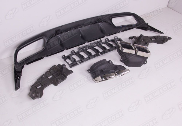 Mercedes-Benz C-Klasse W205 Coupe 2014 - 2018 Диффузор заднего бампера 6.3 Edition с хром насадками