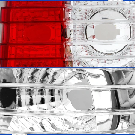 Mercedes S W126 (80-92) фонари задние прозрачные красно-белые, комплект 2 шт.