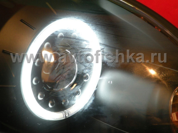 Lexus GS300, GS400, GS430, Toyota Aristo (97-05) фары передние линзовые черные со светящимися ободками, комплект 2 шт.