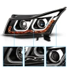 Chevrolet Cruze (2011-2016) фары черные в стиле VW с DRL и светодиодным повторителем