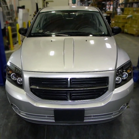Dodge Caliber (06-12) фары передние линзовые черные, со светящимися ободками, комплект 2 шт.