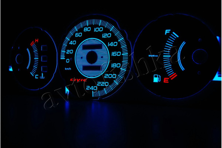Honda Civic (92-95) светодиодные шкалы (циферблаты) без оборотов в минуту - дизайн 2