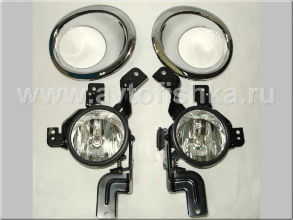 Honda CR-V III (06-10) фары противотуманные с хромированными окантовками, комплект 2 шт.