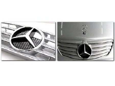 Mercedes E W211 (02-06) решетка радиатора серебристая, дизайн Big Star "Авангард" (Avangard).