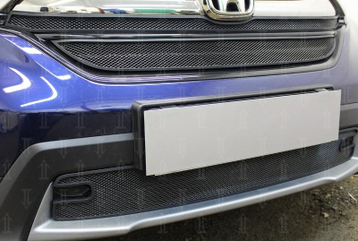 Honda CR-V (17–) Защита радиатора, чёрная, верх (2 части)