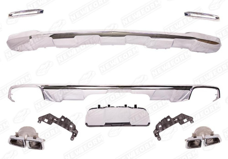 Mercedes-Benz GL-Klasse X166 2012 - 2016 Комплект хром накладок (юбки) и дуффузоры 6.3 AMG