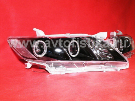 Toyota Camry V40 (2006-2009) фары передние линзовые черные, со светящимися ободками, комплект 2 шт.