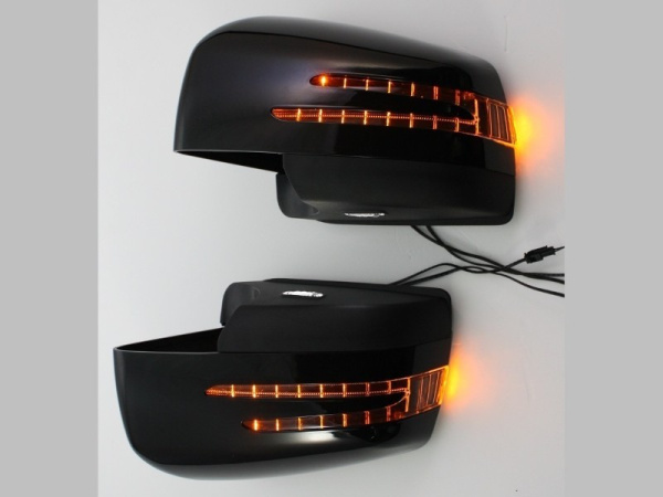 Mercedes ML W166 (2012-) корпуса боковых зеркал под покраску, со светодиодными поворотниками и подсветкой Welcome, дизайн SL-class, комплект 2 шт.