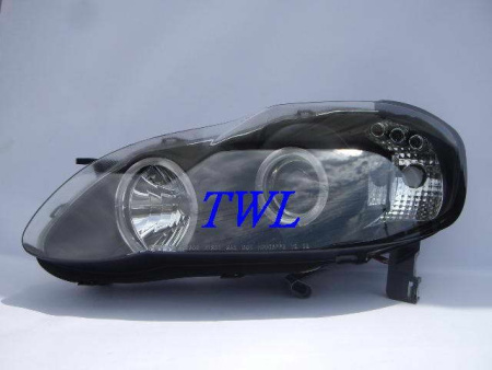 Toyota Corolla Altis (01-04) USA передние линзовые фары черные, со светящимися ободками, комплект 2 шт.