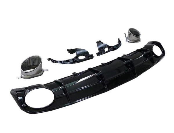 Черный диффузор RS6 с насадками для Audi A6 S-line