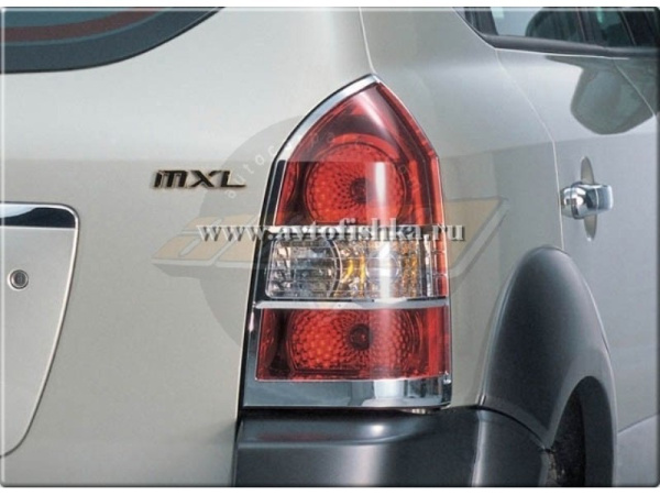 Hyundai Tucson (04-) комплект хромированных накладок на зеркала, задние фонари, передние фары, лючок бензобака, ручки дверей, повторители поворотов.