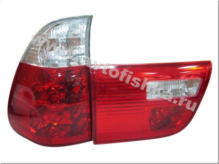 BMW X5 (98-06) фонари задние красно-белые прозрачные, комплект лев.+прав.