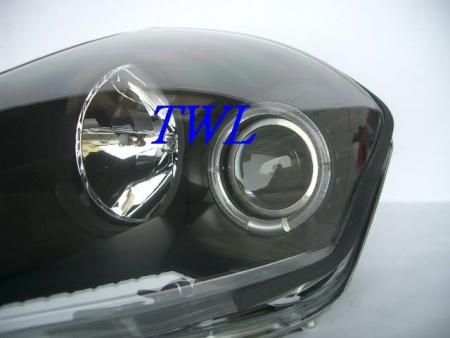 Mitsubishi Eclipse (00-05) передние линзовые фары черные, со светящимися ободками, комплект 2 шт.