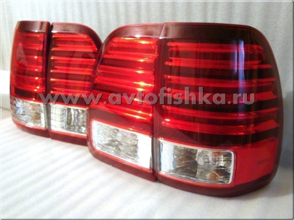 Lexus LX470 (1998-2007) фонари задние светодиодные красно-хромированные, комплект лев.+прав.