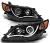 Toyota Camry XV50 дорестайл (2012-2014) передние тюнинговые черные линзовые фары со светодиодной подсветкой в стиле Audi