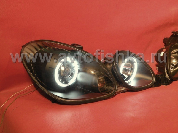 Lexus GS300, GS400, GS430, Toyota Aristo (97-05) фары передние линзовые черные со светящимися ободками, под ксенон, комплект 2 шт.