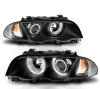 BMW 3 E46 (1998-2001) 4 дв. фары передние линзовые черные, со светящимися ободками, с поворотниками