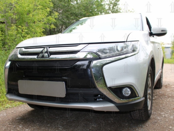 Mitsubishi Outlander (15–) Защита радиатора Premium, чёрная, 3 части