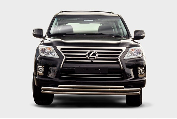 Lexus LX (12–) Защита переднего бампера труба 60/60/42 мм тройная