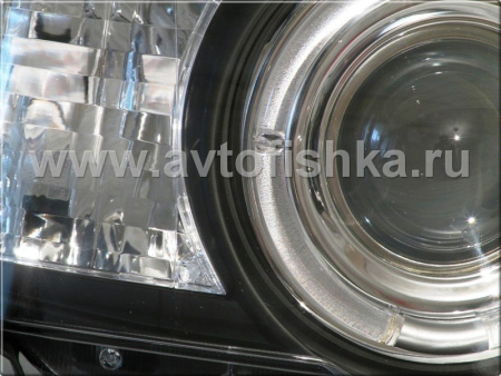 BMW X5 (98-03) фары передние линзовые черные, со светящимися ободками, с электрокорректором, комплект 2 шт.