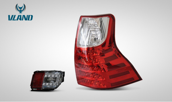 Toyota Land Cruiser Prado 150 (10-) фонари задние светодиодные красно-прозрачные, и фонари заднего бампера, дизайн Lexus GX460, полный комплект.