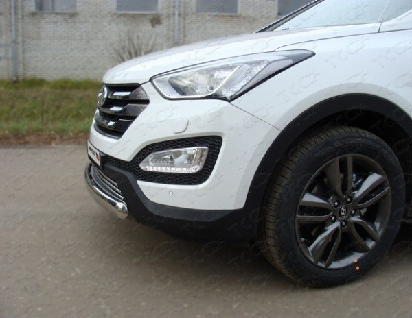 Hyundai Santa Fe (12–) Защита передняя (овальная короткая) 75х42 мм