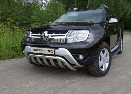 Renault Duster (15–) Защита передняя (кенгурин с вставкой) 60,3/75 мм