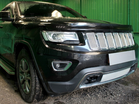 Jeep Grand Cherokee (13–) Защита радиатора Premium, хром, верх (7 частей) (Laredo, Limited)