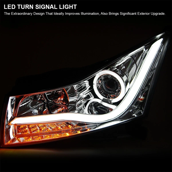 Chevrolet Cruze (2011-2016) фары передние хром линзованные диодной подсветкой в стиле Audi