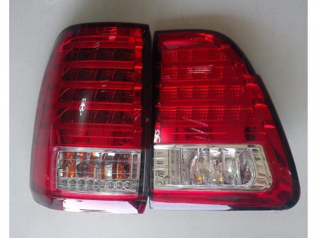 Toyota Land Cruiser 100 (1998-2007) задние тюнинговые красно-белые фонари со светодиодами, в комплекте 4 шт.
