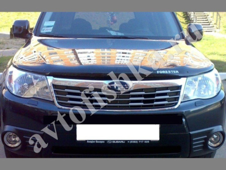 Дефлектор капота темный с надписью Subaru Forester 2008-2012