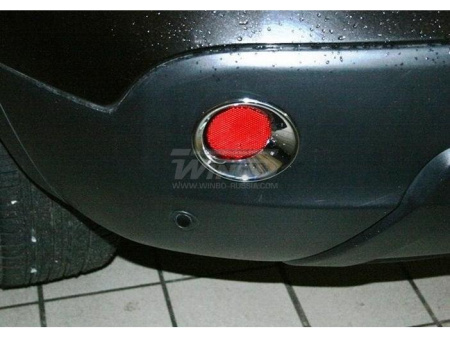 Nissan Qashqai (2006-2012) накладки хромированные на фонари заднего бампера, комплект 2 шт.