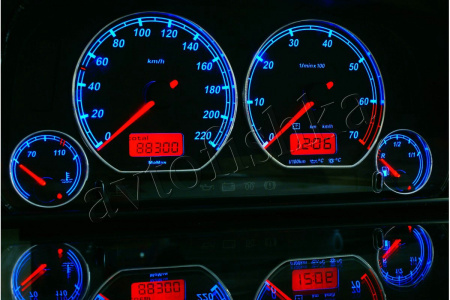 Volkswagen Polo 6n светодиодные шкалы (циферблаты) на панель приборов - дизайн 2